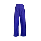 Agatha Fitted, High- waist, Wide -Legs Trousers in vivid ultra violet ribbed woven fabric