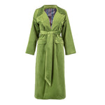 Charlotte Velvet Coat in Forest Green With Belt