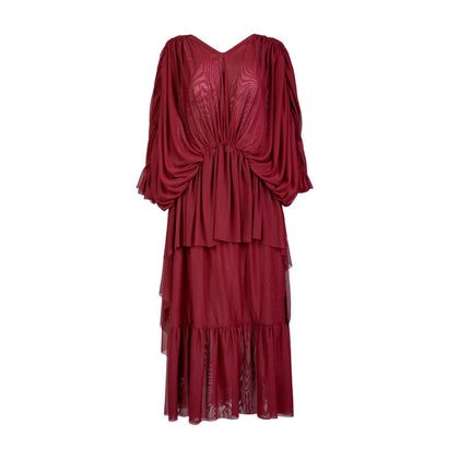 Verity Tulle Maxi Dress in Burgundy