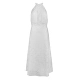 Amelia Embroidered Cotton Viscose Lace Maxi Dress in Pearl White