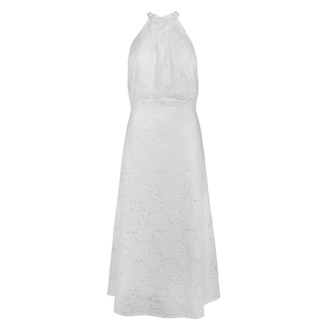 Amelia Embroidered Cotton Viscose Lace Maxi Dress in Pearl White