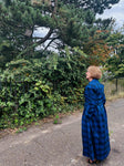 Cora Blue Tartan Coat-Dress – Royal & Dark Blue