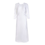 Olivia Silk Satin in Pearl White with Cloak Sleeves