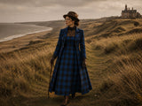 Cora Blue Tartan Rain Coat– Royal & Dark Blue