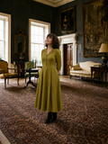 Constance Cotton Coat Collar Midi Dress – Olive