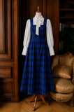 Stella Blue Tartan Pinafore Midi Dress – Royal & Dark Bluе