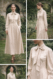 Margot Cotton Bow Midi Dress – Cream with Brown Florals