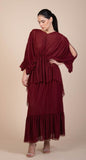 Verity Tulle Maxi Dress in Burgundy