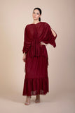 Verity Tulle Maxi Dress in Burgundy