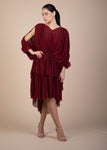 Verity Tulle Maxi Dress in Burgundy