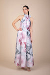 Nancy Print Silk Satin Maxi Length Dress