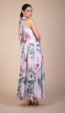 Nancy Print Silk Satin Maxi Length Dress