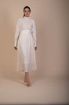 Beatrice Vintage-Inspired Pleated Maxi Ensemble in Cream