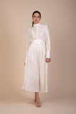 Beatrice Vintage-Inspired Pleated Maxi Ensemble in Cream