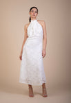 Amelia Embroidered Cotton Viscose Lace Maxi Dress in Pearl White