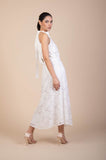 Amelia Embroidered Cotton Viscose Lace Maxi Dress in Pearl White