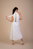 Amelia Embroidered Cotton Viscose Lace Maxi Dress in Pearl White