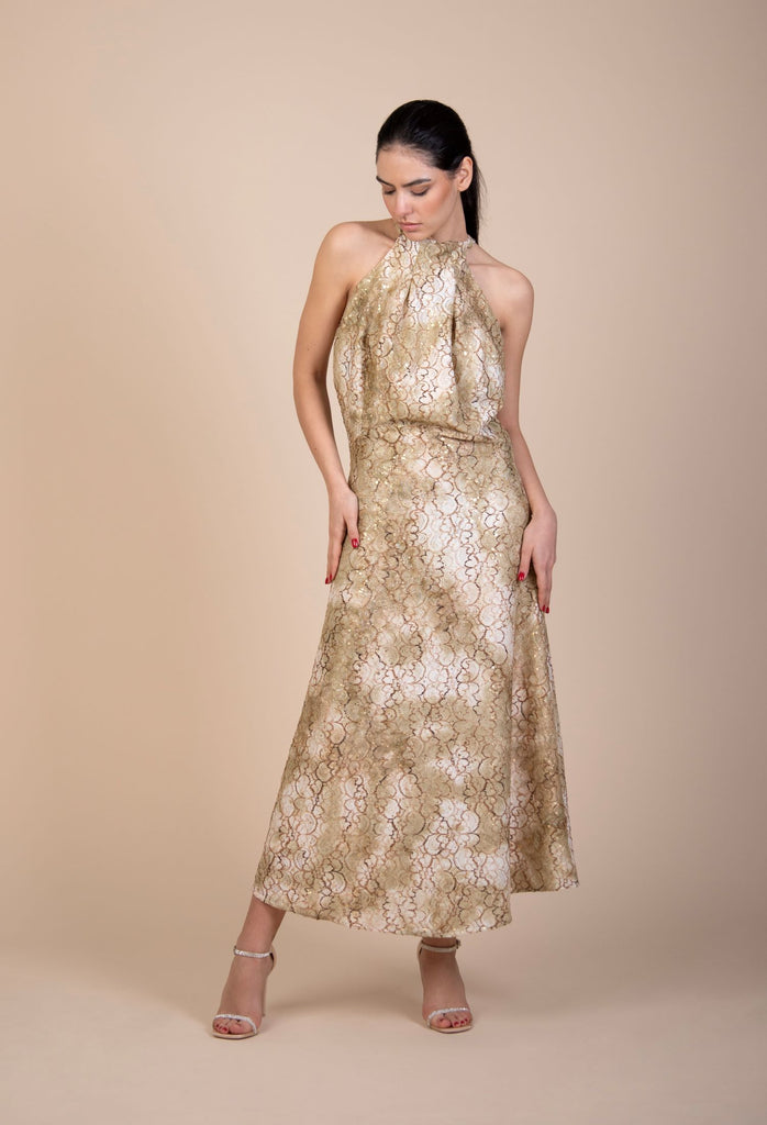 Esme Champagne Gold Lace Maxi Dress numbat.uk Esme Champagne Gold Lace Maxi Dress numbat.uk