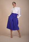 Ava Long Skirt in vivid ultra violet ribbed woven fabric