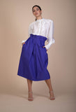 Ava Long Skirt in vivid ultra violet ribbed woven fabric