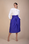 Ava Long Skirt in vivid ultra violet ribbed woven fabric