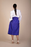 Ava Long Skirt in vivid ultra violet ribbed woven fabric