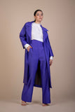 Chloe  Ribbed Wovеn Coat In Vivid Ultra Violet Ribbed Woven Fabric With Belt