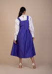 Josephine Vintage-inspired Midi Pinafore Dress in vivid ultra violet ribbed woven fabric