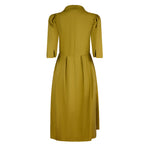 Constance Cotton Coat Collar Midi Dress – Olive