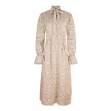 Margot Cotton Bow Midi Dress – Cream with Brown Florals