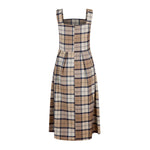 Lavinia Tartan Wool Midi Dress – Beige/Brown/Navy