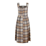 Lavinia Tartan Wool Midi Dress – Beige/Brown/Navy