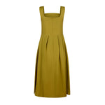 Sybil Cotton Midi Pinafore Dress in Olive