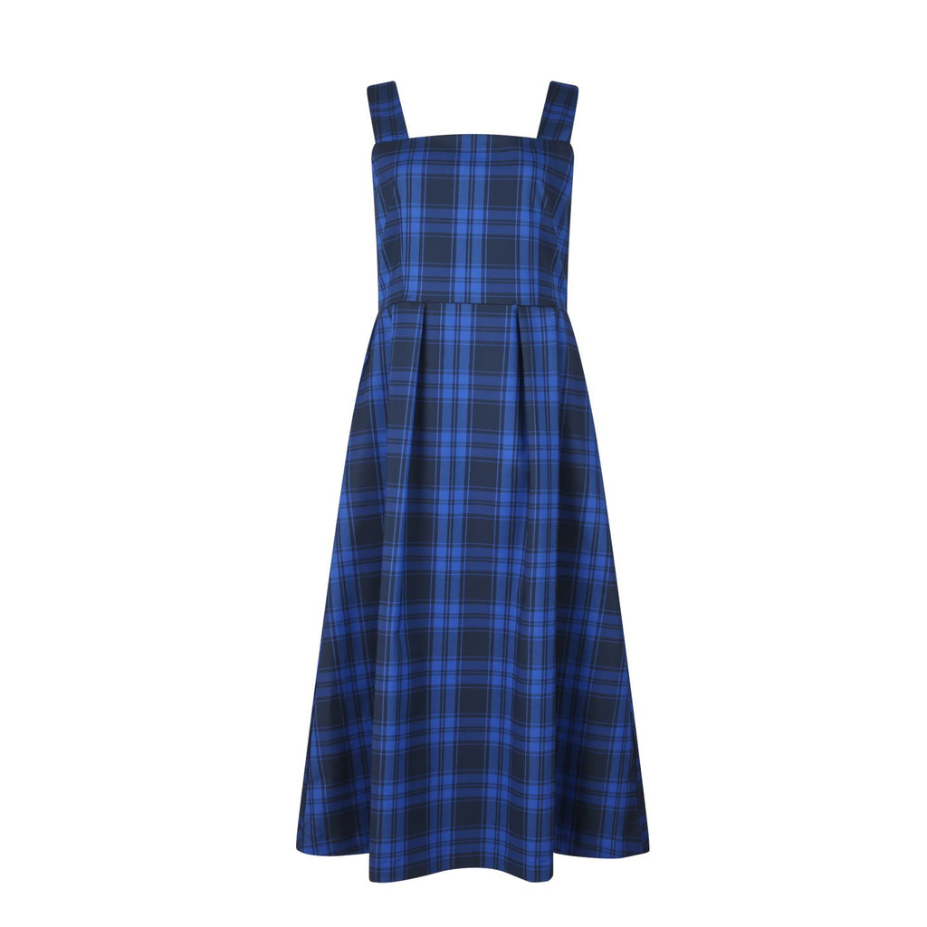 Stella Blue Tartan Pinafore Midi Dress Royal & Dark Blu numbat.uk Stella Blue Tartan Pinafore Midi Dress Royal & Dark Blu numbat.uk