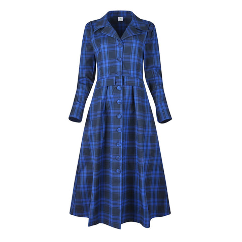 Cora Blue Tartan Coat