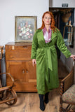 Charlotte Velvet Coat in Forest Green With Belt