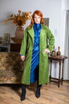 Charlotte Velvet Coat in Forest Green With Belt