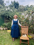 Stella Blue Tartan Pinafore Midi Dress – Royal & Dark Bluе