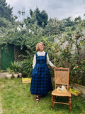 Stella Blue Tartan Pinafore Midi Dress – Royal & Dark Bluе