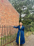 Cora Blue Tartan Coat-Dress – Royal & Dark Blue