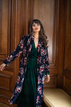 Hermione Navy Floral Velvet Duster