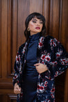 Hermione Navy Floral Velvet Duster