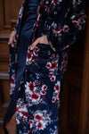 Hermione Navy Floral Velvet Duster