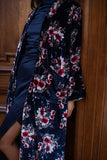 Hermione Navy Floral Velvet Duster