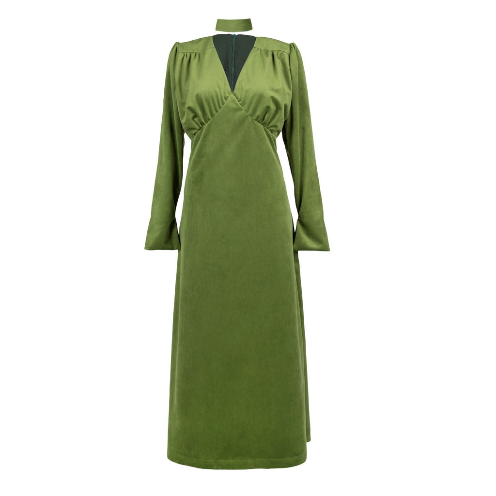 Ophelia Velvet Dress With Belt-Forest Green numbat.uk Ophelia Velvet Dress With Belt-Forest Green numbat.uk