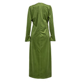 Ophelia Velvet Dress With Belt-Forest Green