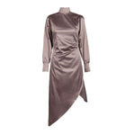 Alisha Midnight Brown Silk Satin Dress