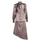 Alisha Midnight Brown Silk Satin Dress